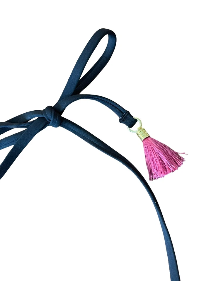 Top de bikini halter con corbata trasera negra y arco iris talla 4 de La Blanca  Foto 4 de 4