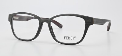 FEB31ST Brille Nina C012026E10 Quadratisch Rund Graphit Grau Weinrot Holz Damen