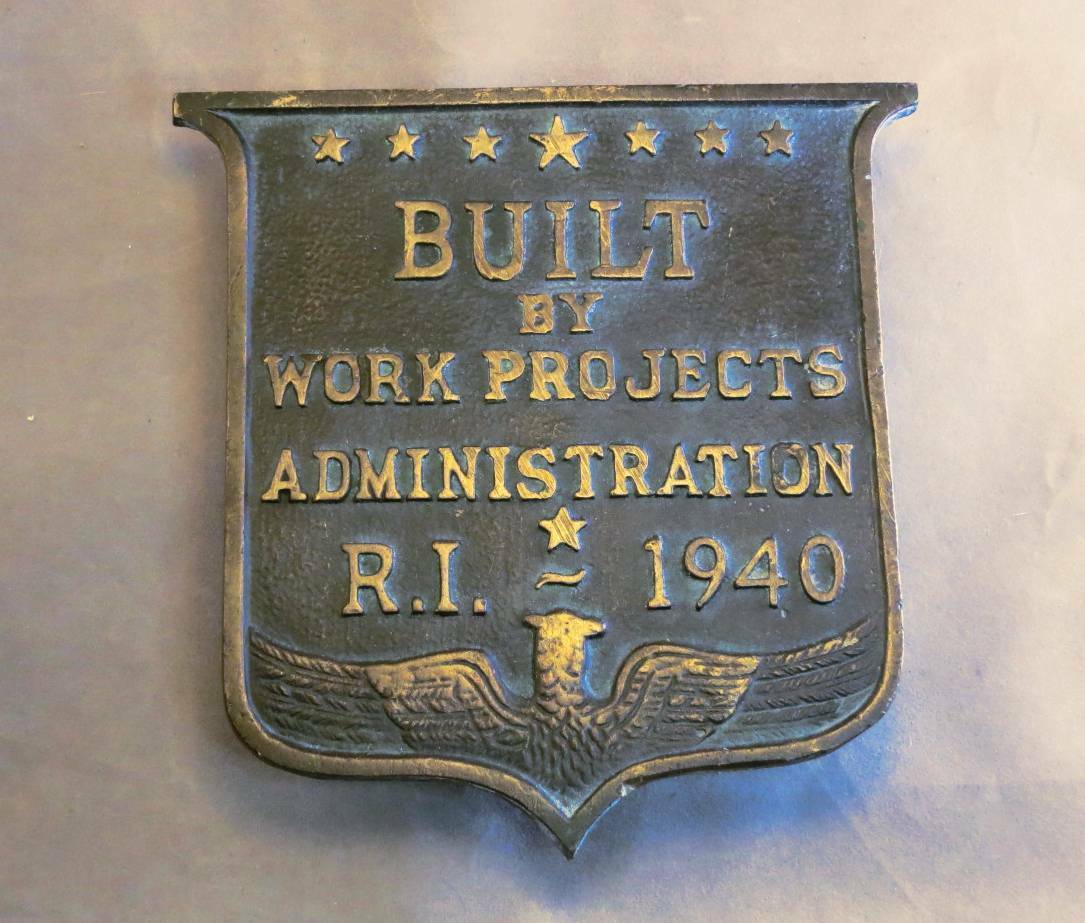 Vintage WPA Bronze Plaque, Work Projects Administration, 1940 Rhode Island