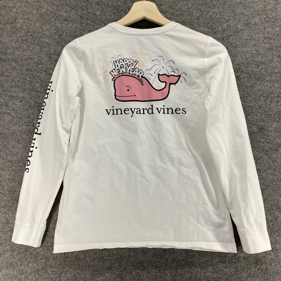 Camiseta Vineyard Vines Niños L Grande Blanca Cuello Redondo Manga Larga Algodón Pullover Foto 2 de 4