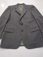 Halston Gray Suit Coat Sport Jacket 42R Wool & Pants 29.5 Inch Inseam