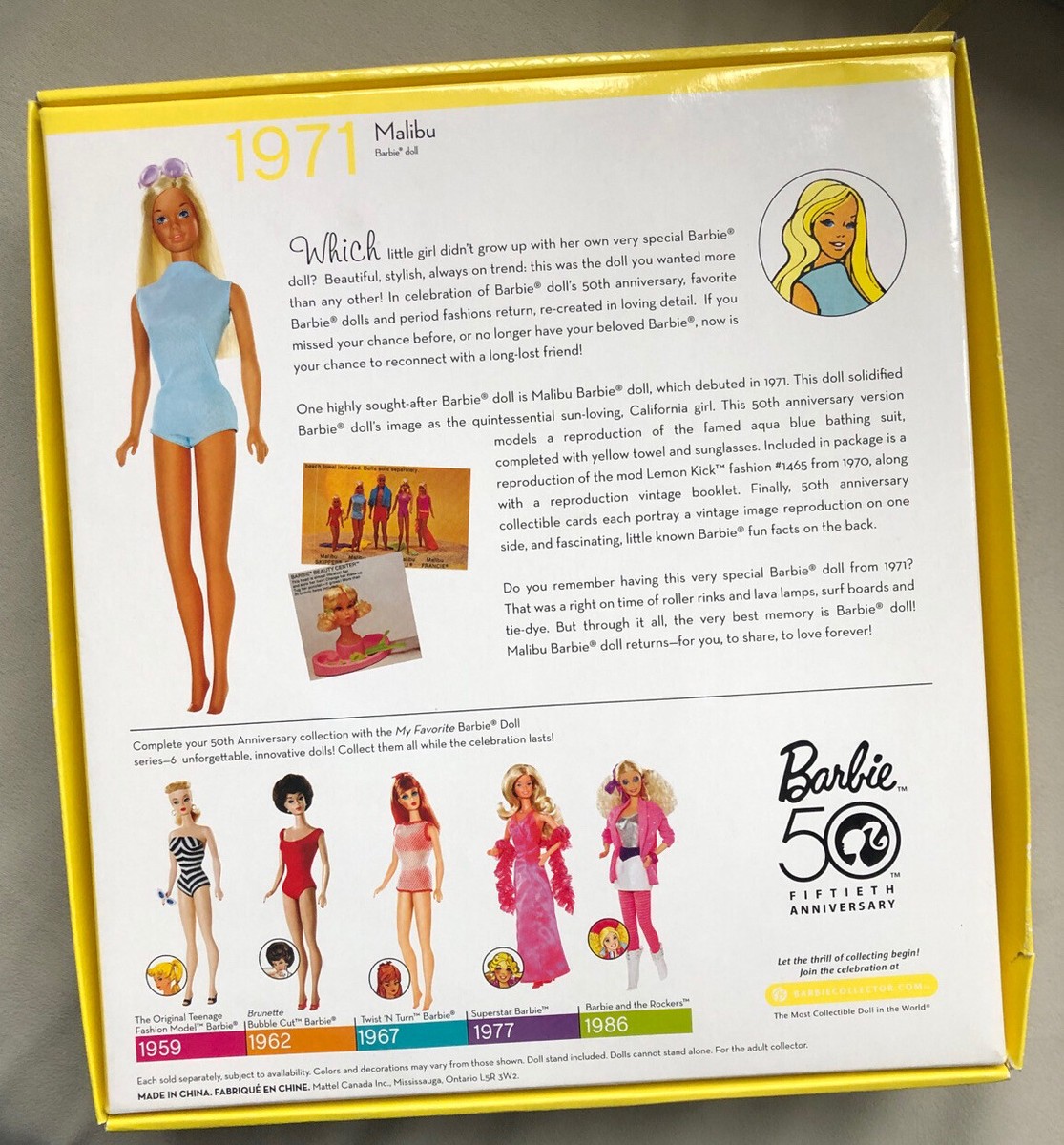 1977 Blonde Tan Malibu Barbie Reproduction - 50Th
