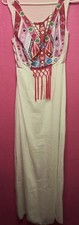 LONELYSHOW WHITE BOHO FESTIVAL TASSEL MAXI DRESS SIZE S