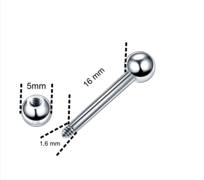 30 Palline Per Piercing 5 Mm - Acciaio Chirurgico E Acrilico - Per Barbe, Lingua, Industriali - Gioielli Corpo 14G - Foto 11