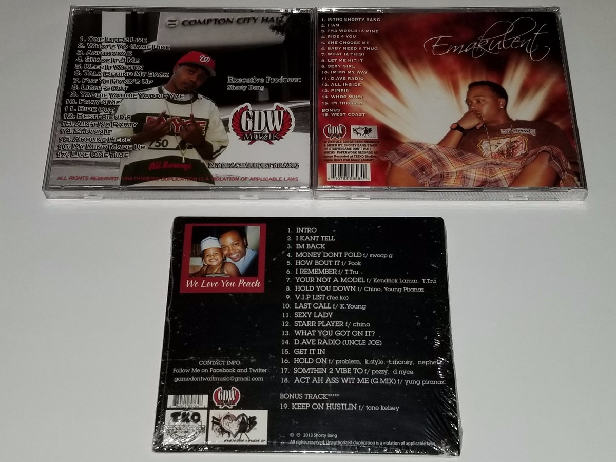 SHORTY BANG 3 CD LOT KENDRICK LAMAR G FUNK RANDOM RAP HIPHOP