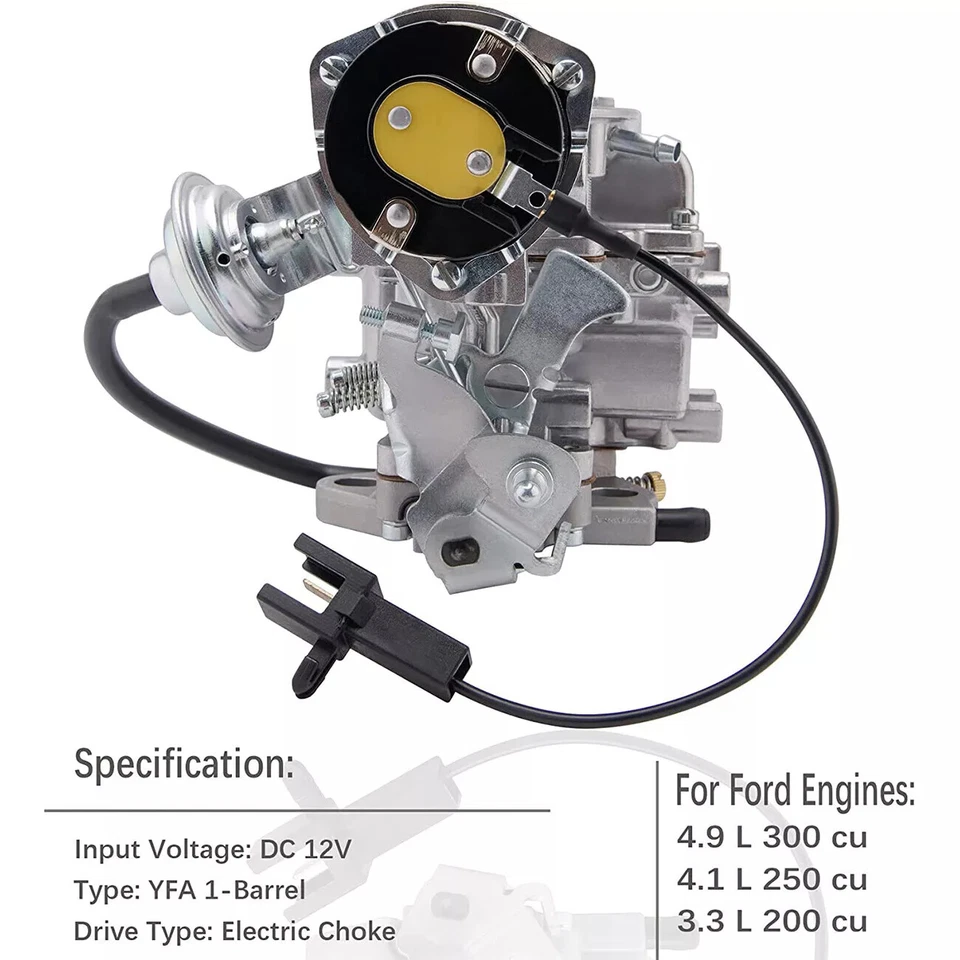 Carburetor for Ford Bronco F100 F150 F250 F350 4.9L 1977-up 16010FD300 1-barrel - Image 3 of 4