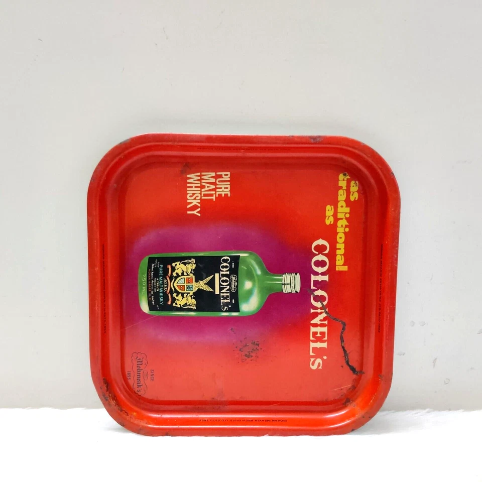 1950s Vintage Colonel's Whisky Werbe Dose Tablett Barware Sammlerstück Alt TR46 - Bild 4 von 4