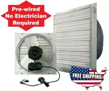 Commercial Exhaust Fan Wall Mount Shutter 30" Single Speed Industrial Workshop