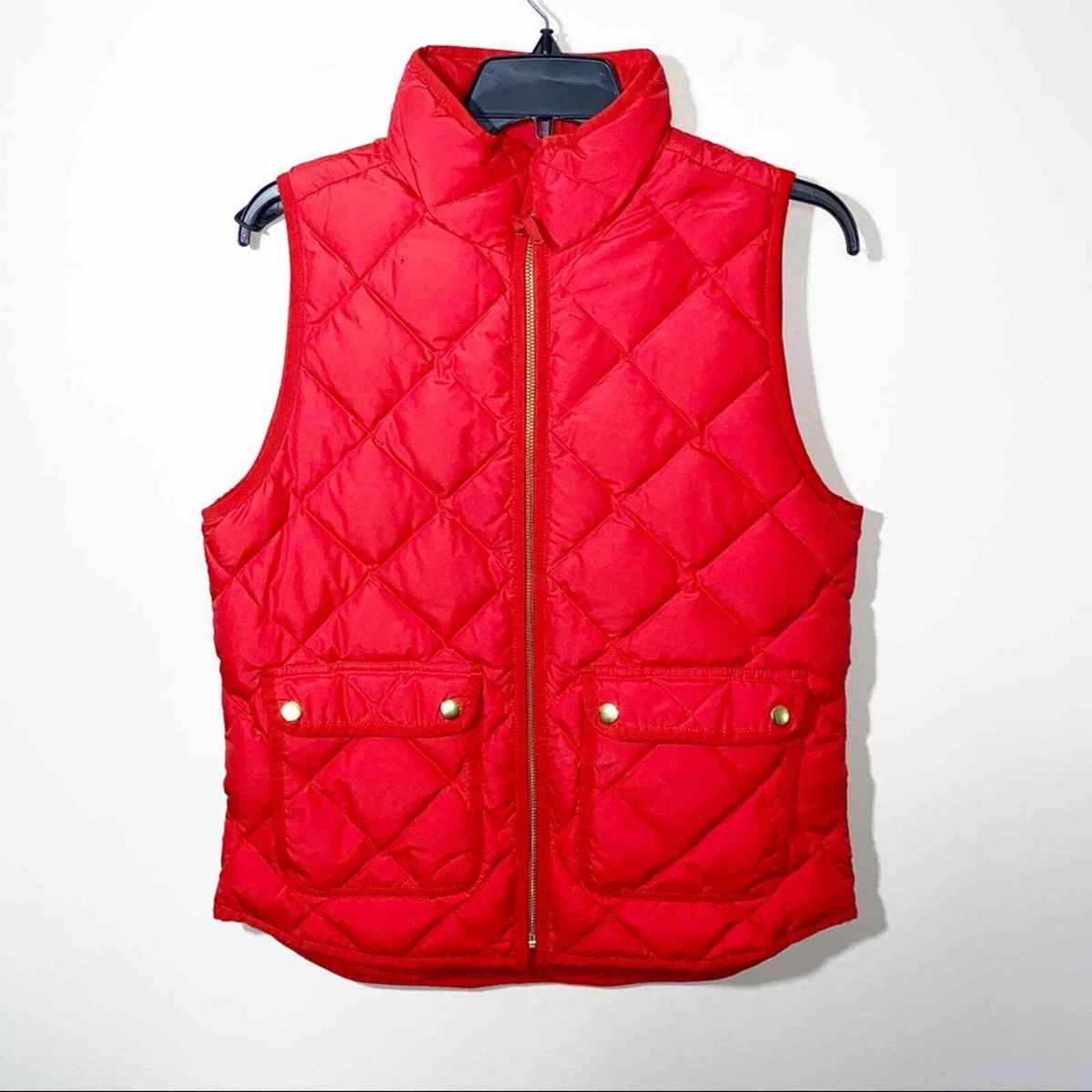 J. Crew Womens Red Quilted Puffer Vest Size Small | eBay