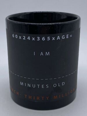 Dawn French Thirty Million Minutes ''Minutes Old'' Live Black Ceramic Souvenir Mug