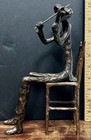 Alfons Bury Bronze Violinist Sculpture Signed Modernist Seated Musician — photo 5