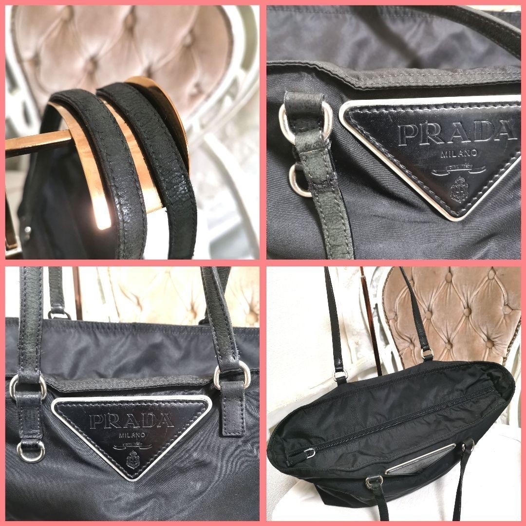 PRADA Large Triangular Logo Shoulder Bag Tote Nyl… - image 5