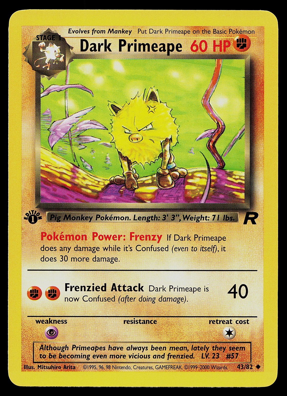 Pokemon Card - Dark Primeape Team Rocket 43/82 Uncommon 1st Edition