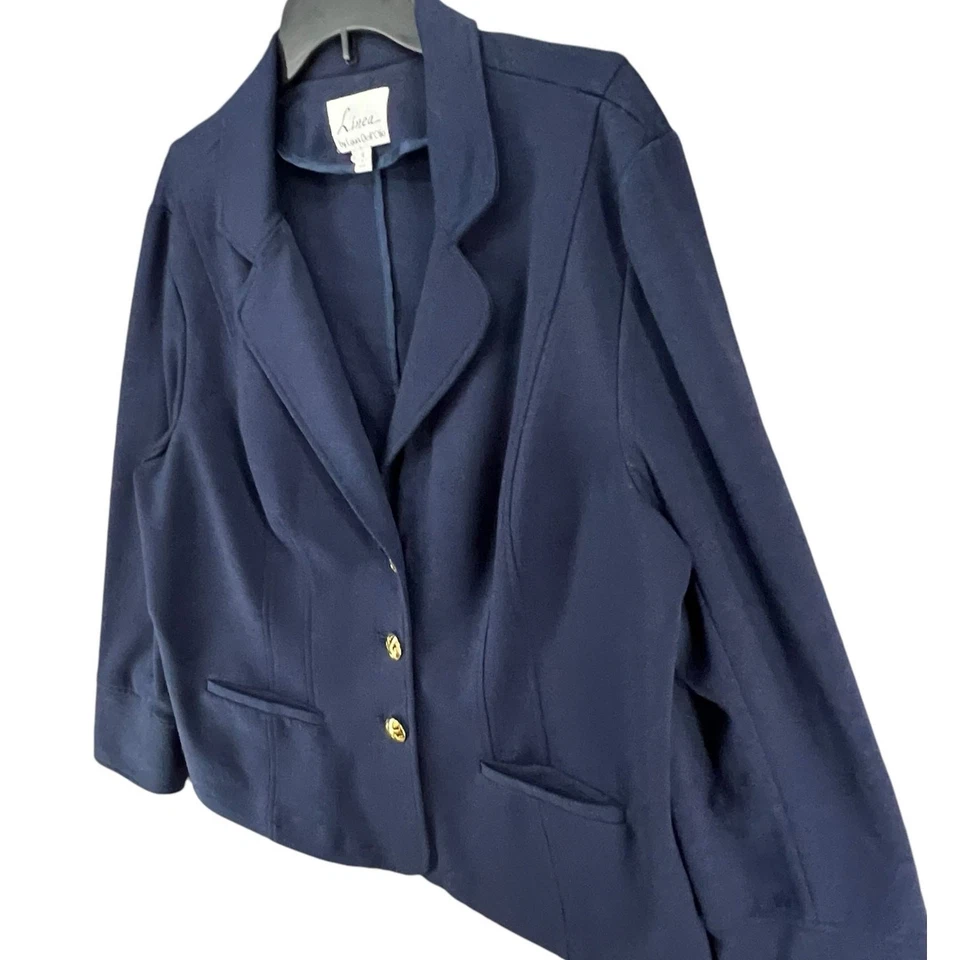Blazer Linea Louis Dell'Olio Mujer XL Azul Dorado Botón Chaqueta Carrera Academia Foto 2 de 4