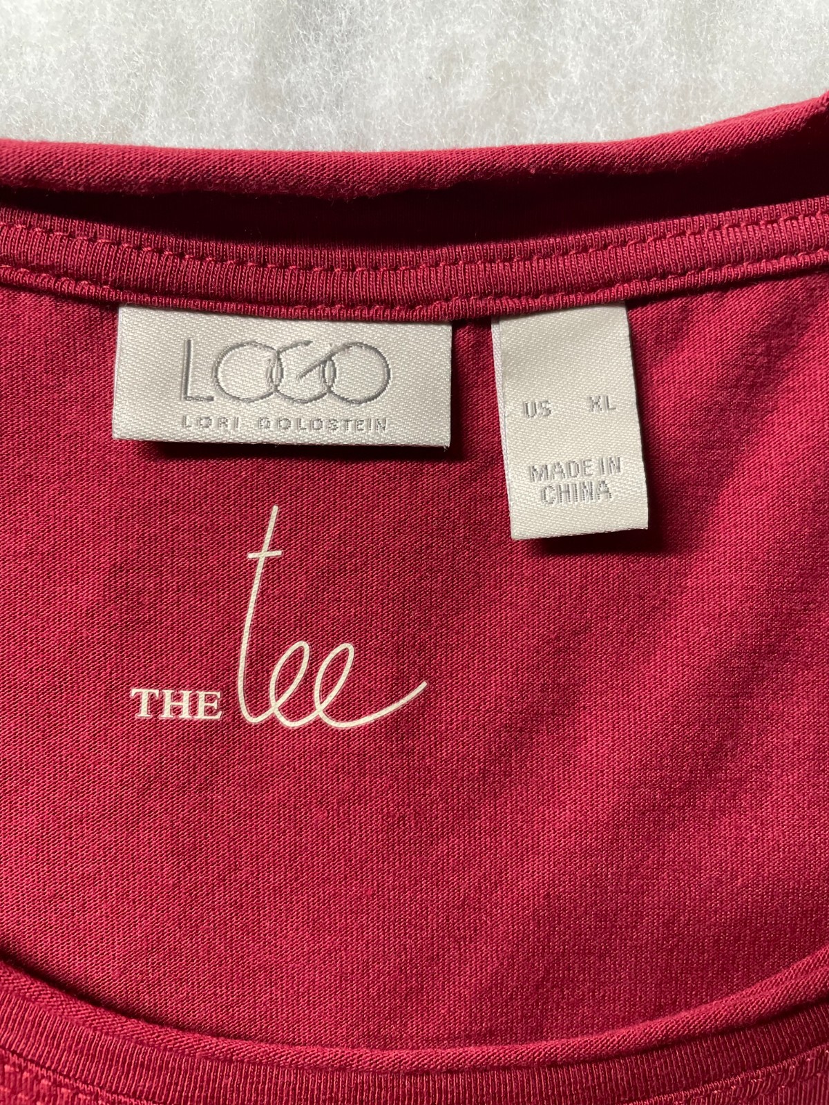 Logo By Lori Goldstein Womens Dark Red Round Neck Comfy The Tee Size X-Large