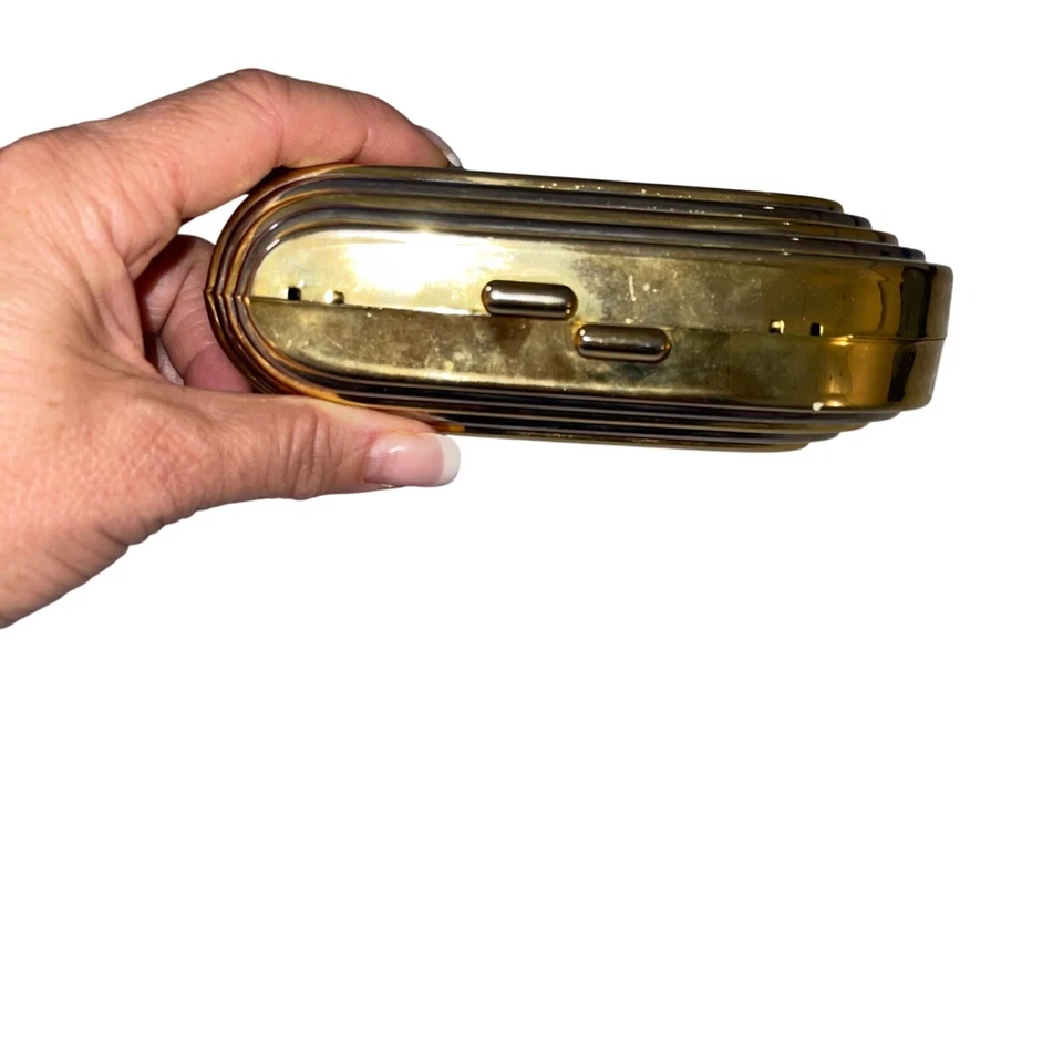Shals International Vintage Two Tone Art Deco Hard Case Metal Clutch Crossbody - Image 4 of 4