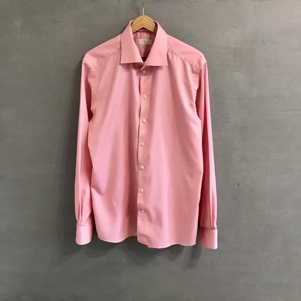 Men Eton Shirt Pink Cotton 40 /L / 48 #1V0A