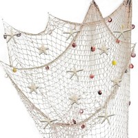 Fischernetz Deko Mit Seesternen 150X200Cm Naturfarben Meeres