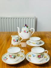 Rare Vintage Crown Staffordshire Tea Set – Hand-Painted Floral & Fruit – 712476