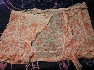 Vintage Orange Paisley Scarf/Wrap Large