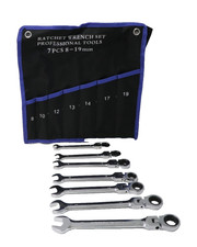RING-RATSCHENSCHL&Uuml;SSEL SET 8-19 mm GELENKRATSCHE SCHL&Uuml;SSEL mit Flexiblen Gelenk