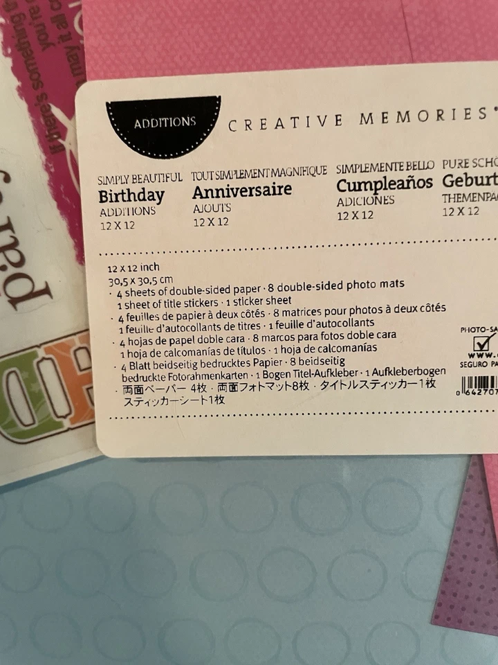 Creative Memories Power SIMPLEMENTE HERMOSO 12" x 12" CUMPLEAÑOS Impresiones en Papel Adhesivo Foto 4 de 4