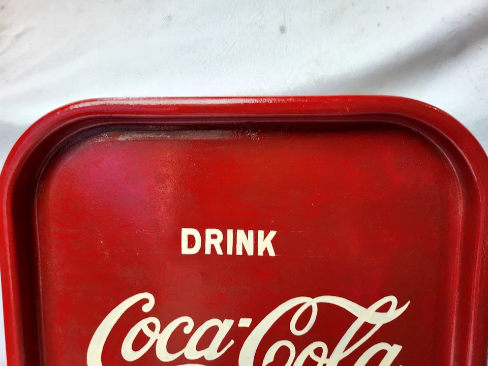 Vintage Altes Werbe Soda Dose Zeichen Tablett Drink Coca Cola Coke Selten Sammel - Bild 3 von 4