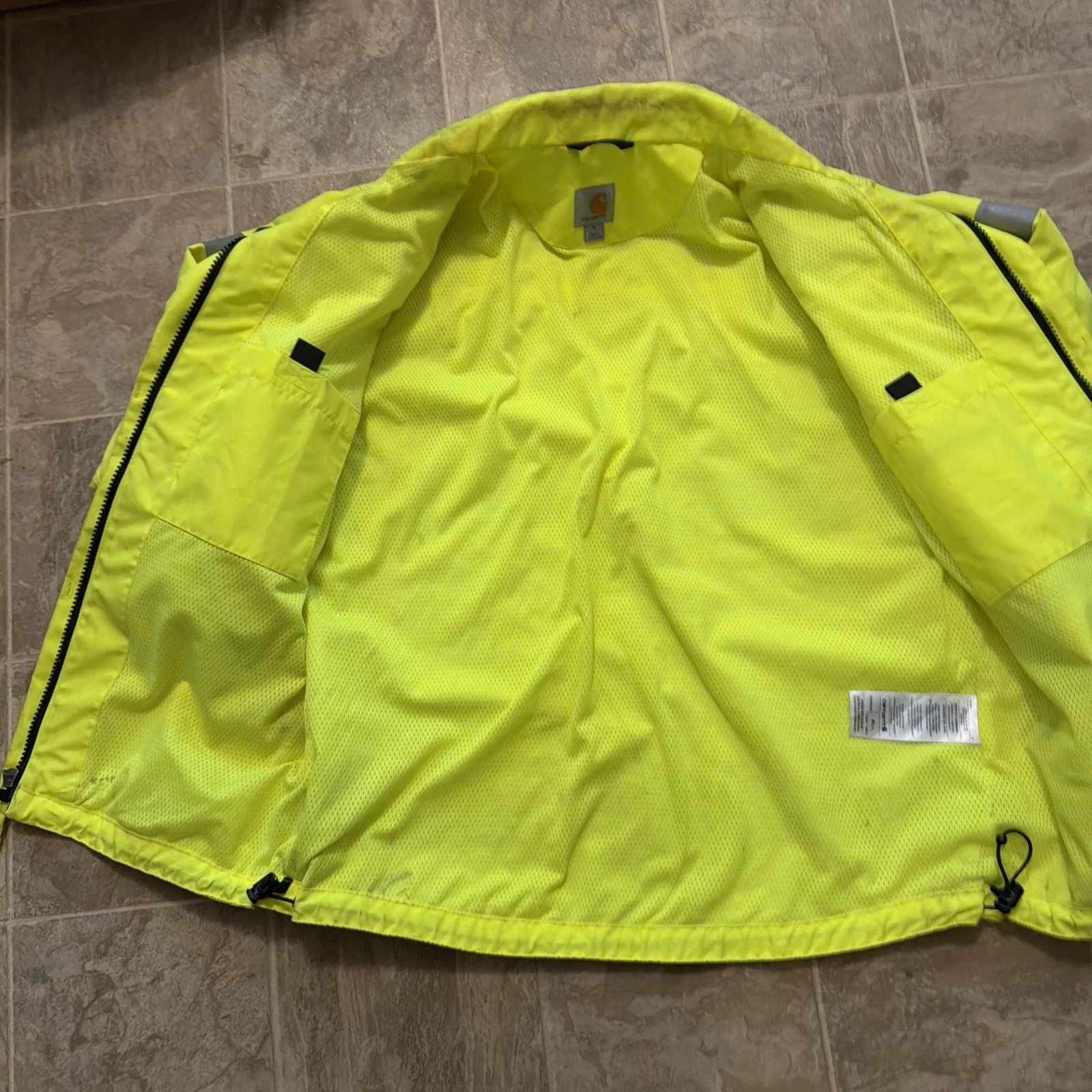 Carhartt Hi-Vis Reflective Safety Work Jacket Yellow/Black Sz M Class 3 Level 2 image 11