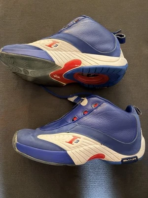 Vintage Allen Iverson Reebok Men's Size 10 Blue Basketball Sneakers & headband - Photo 1/4