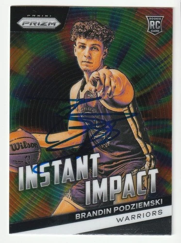Brandin Podziemski Signed 2023-24 Panini Prizm Instant Impact Card #25 Auto COA