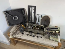 🍊Vintage 1970s Sentinel Radio Preamp Chassis w/ BSR 8-Track, Table, & Speakers!