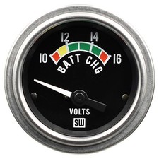 Stewart Warner Deluxe Electrical Voltmeter Gauge 2 116 Dia Black Face 82309 Stewart Warner Deluxe Electrical Voltmeter Gauge 2 116 Dia Black Face 82309