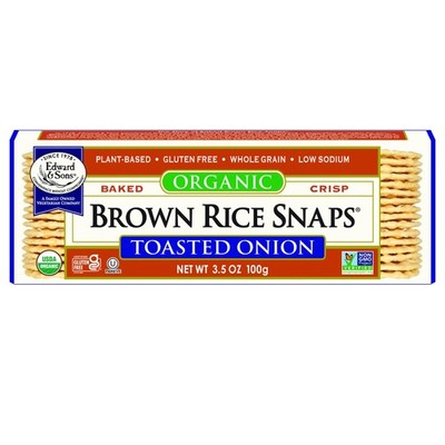 Edward & Sons Organic Toasted Onion Brown Rice Snaps - Oven Baked, Whole Grai...