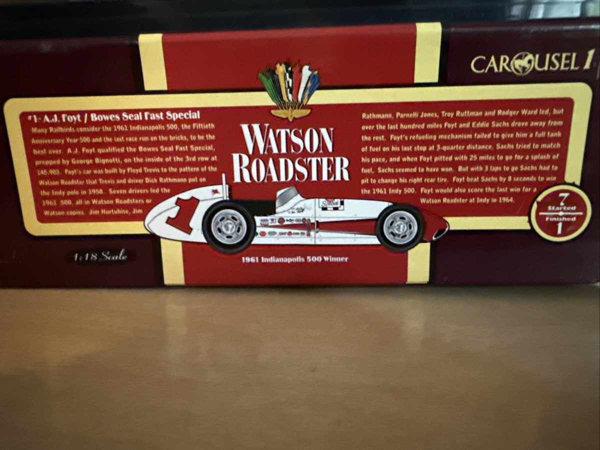 Carousel 1 #4406 Watson Roadster 1/18 Scale AJ Foyt #1 1961 Indy