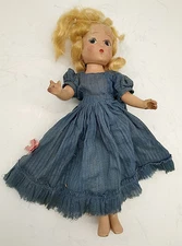 Vintage Composition Doll Original Side Glance Blue Painted On Eyes 11"T Antique