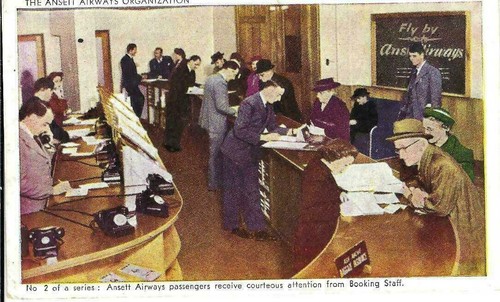 Ansett Airways. Courteous attention ....  Vintage Australian Advertising card.