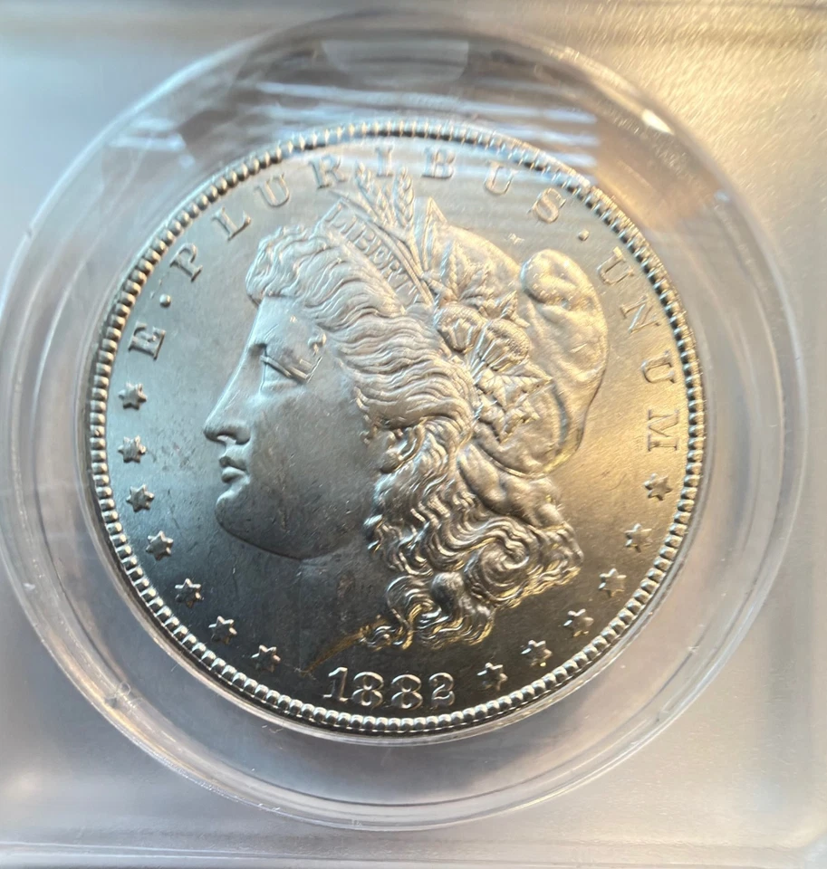 1882-CC $1 Morgan VAM-3D Doubled Date & Ear, Clashed Obverse n & s, Die Brk MS60 - Image 3 of 4