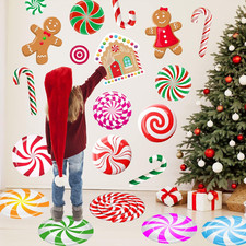 Christmas Decorations - Christmas Wall Stickers Xmas Floor Decals Peppermint Can