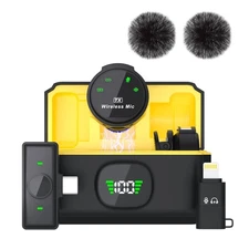 Wireless Lavalier Microphone for iPhone/Android with USB C/Lightning adaptor(...