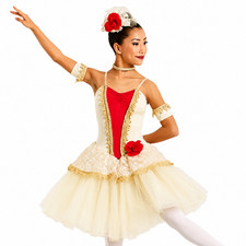 Weissman Dance Costume Spanish Carmen Tutu Girls L LC Red Gold 5Pc Nutrcracker