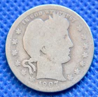 1907-P  Barber Quarter - Nice Full Date - 90% Silver - Circulated  #N1587