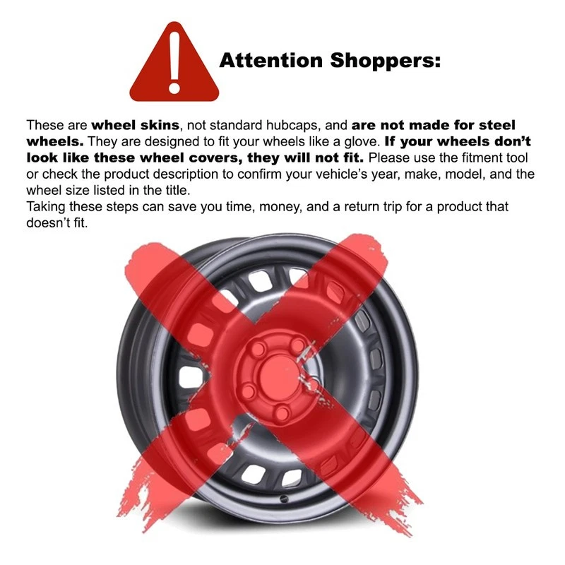 Set of 4 Gloss Black 18" Impostor Wheel Skins for 16-18 Chevy Impala Rim Covers - Imagem 2 de 4