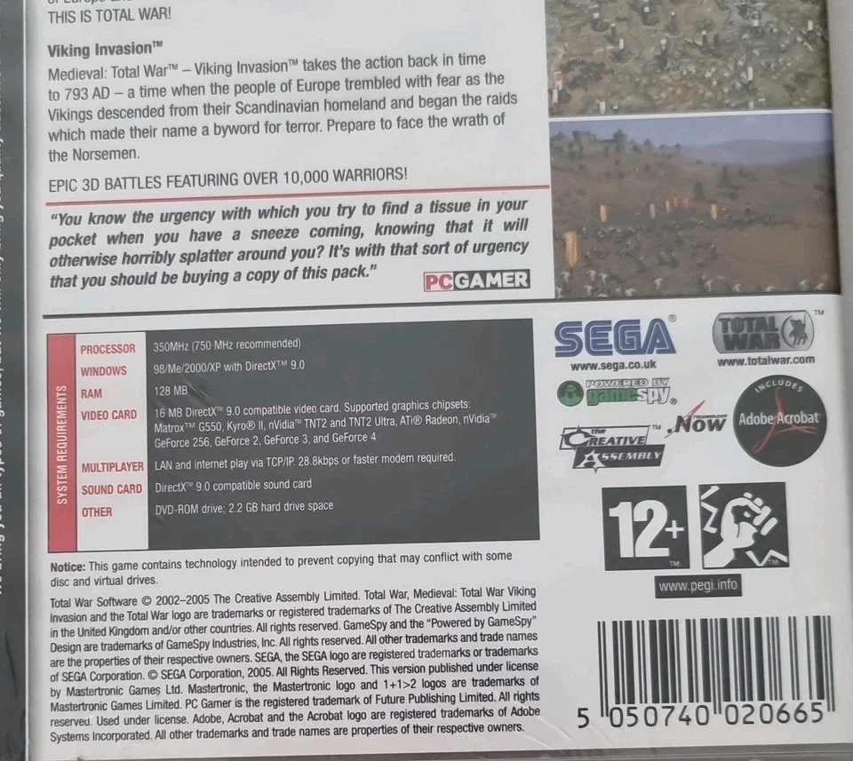 Medeival Total War Gold Edition PC Factory Sealed 2005 Mint Condition PC-DVD-ROM - Image 3 of 3