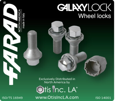 Farad Italian Made Galaxy Locks Wheel Lock BOLTS M14x1.25x28 Cone Seat, BLACK