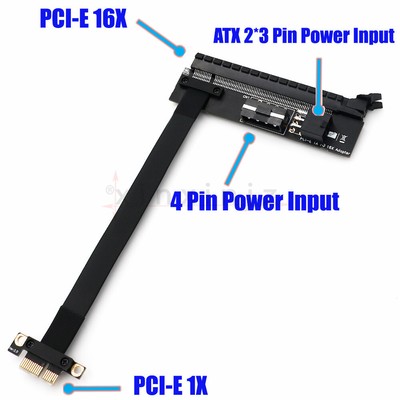 PCI Express PCI-e 1X to 16X Extension cable w/ Power Port #A6-40