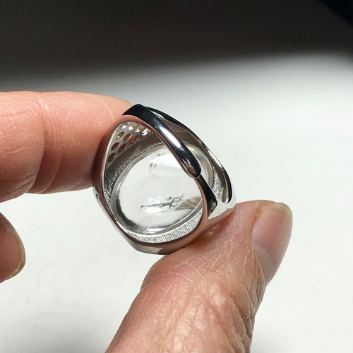 Anillo de ajuste de cristal de cuarzo de dos burbujas móviles Enhydro K030221-K - Imagen 8 de 10