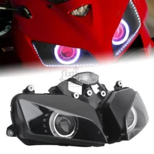 Fully Red Devil White Angel Eyes Projector Headlight Assembly For Honda CBR600RR