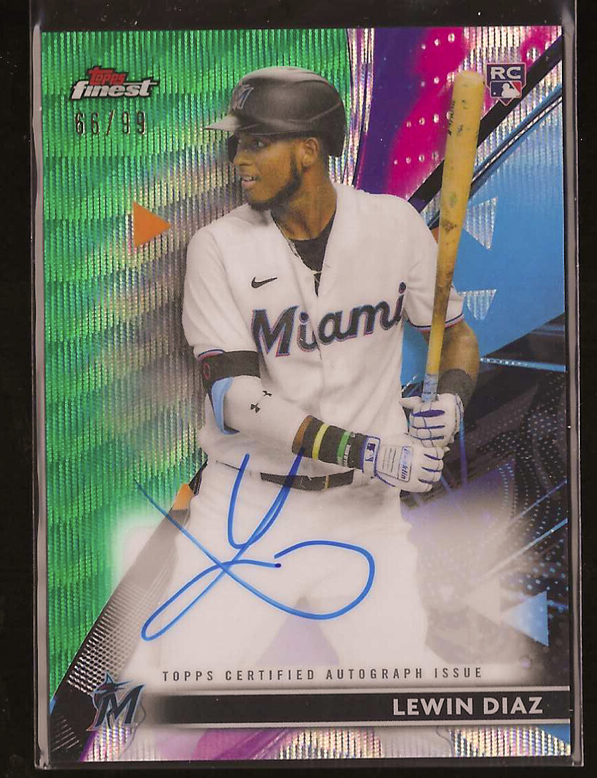2021 Finest Lewin Diaz  Autographs Green Refractor Auto    Miami Marlins