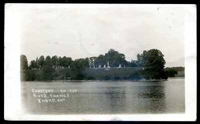 EMBRO Ontario 1930s River Thames Cemetery. Real Photo Postcard by Evans