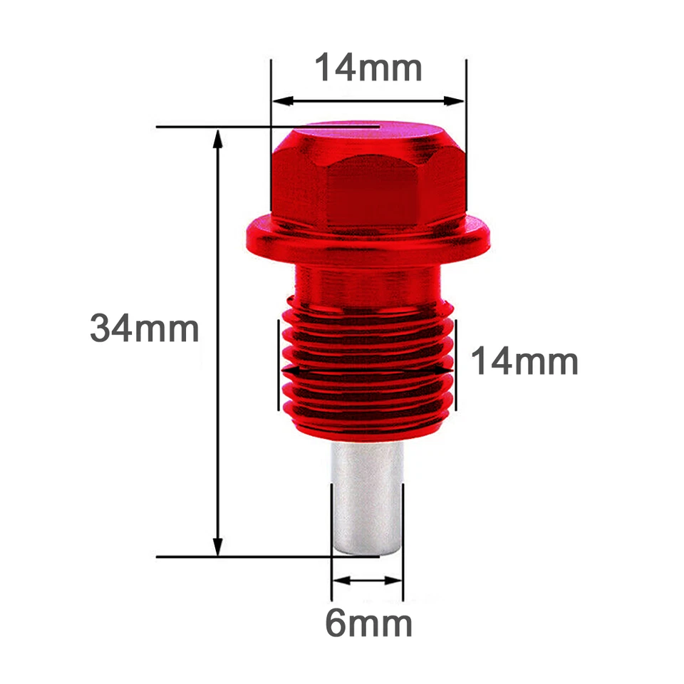 RED M14 x 1.5 MAGNETIC Oil Drain Plug HONDA ACURA MITSUBISHI - FAST USA SHIP - Image 2 of 4